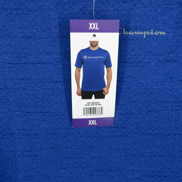 Champion Mens Blue Short Sleeve Logo T-Shirt XXL NWT - Picture 6 of 6